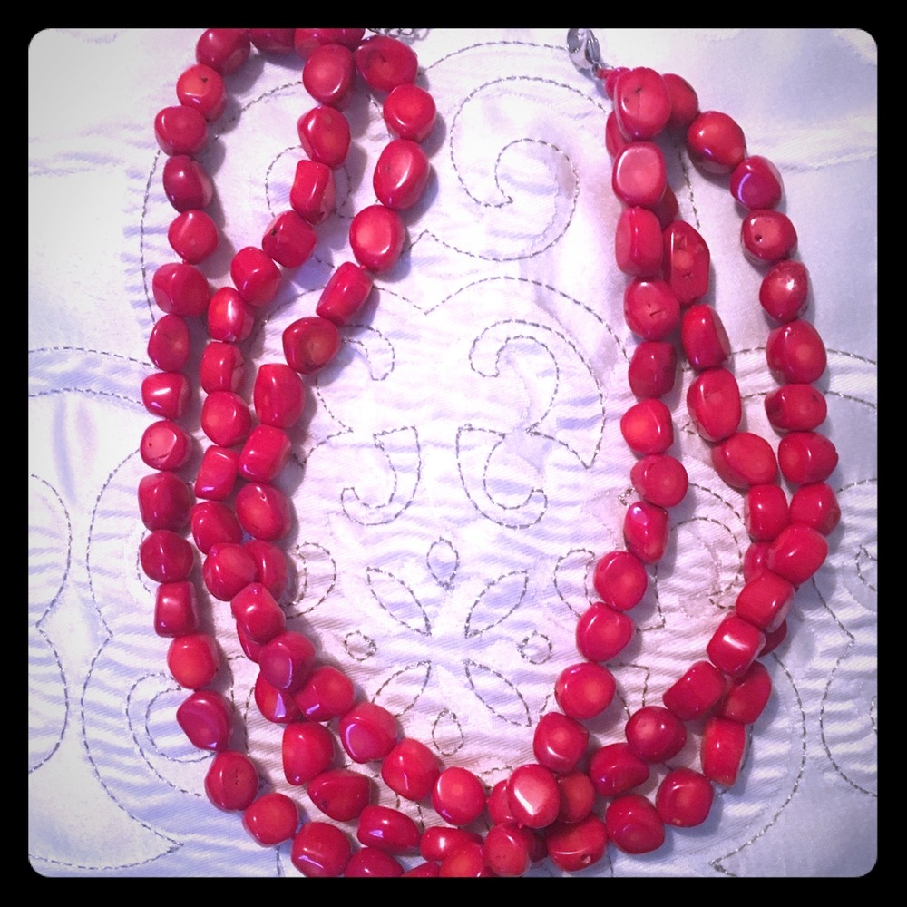 Ruby red stone necklace